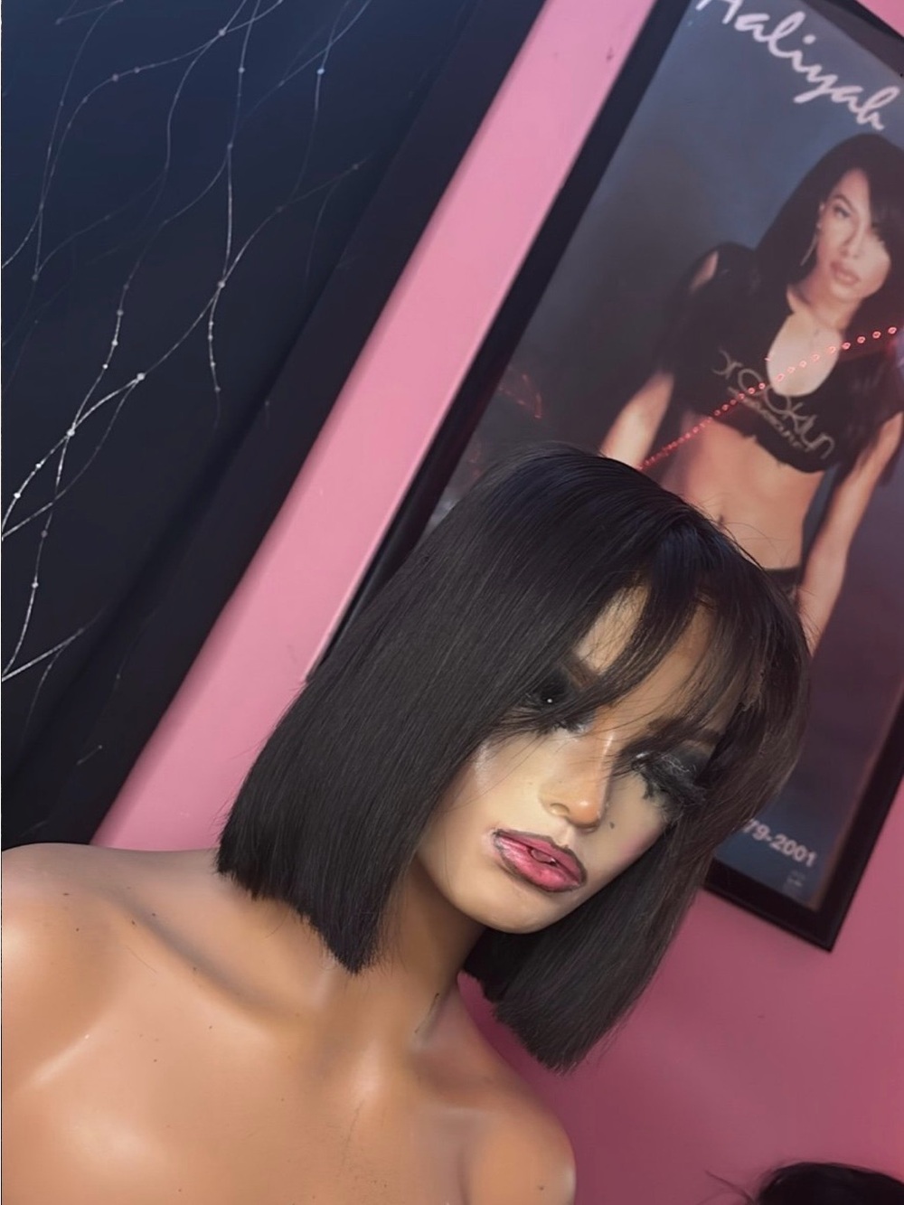 Black Straight Bob Wig with Bangs - Women Hair
